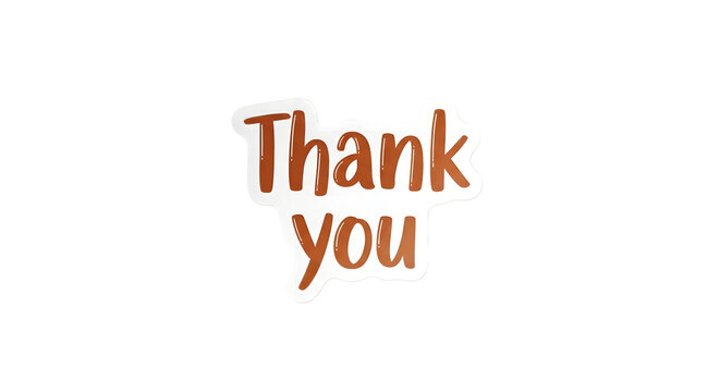 A sticker with the words 'thank you' isolated on transparent background