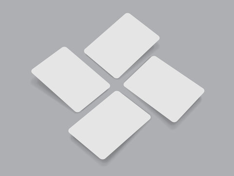 Blank four playing cards, gift cards or business cards mockup for your design template. 