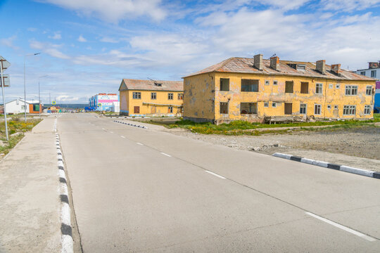 Abandoned buildings in Tavayvaam chukchi village in remote Russian region of Chukotka.
