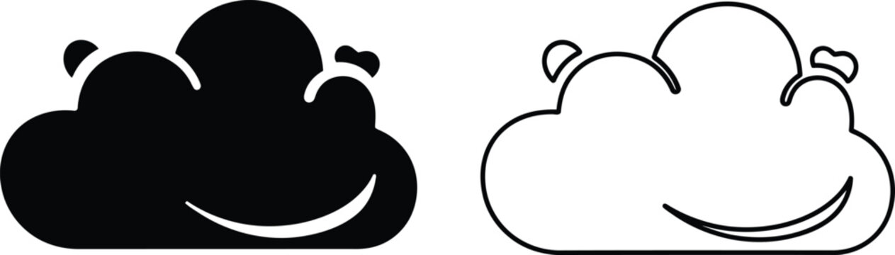 Smiling clouds icon set Vector