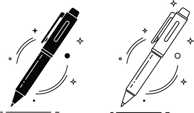 Pens in motion creative writing tools Vector