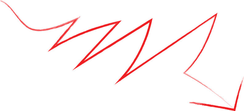red scribble line, creative zigzag drawing on white background, artistic abstract shape