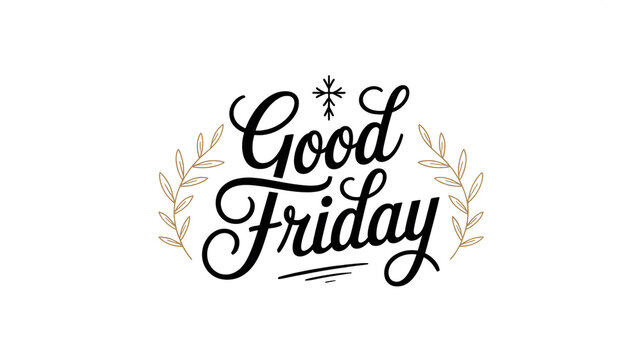 Good Friday typography design with gold leaves