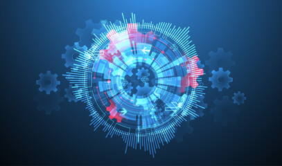 Abstract technology background. Cogwheels ART theme. Vector illustration