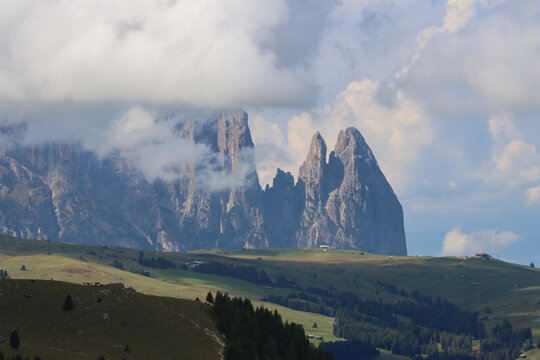 Clouds Embrace the Catinaccio Dolomite Peaks