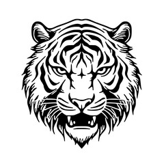 Fototapeta premium A black and white illustration of a tiger's head