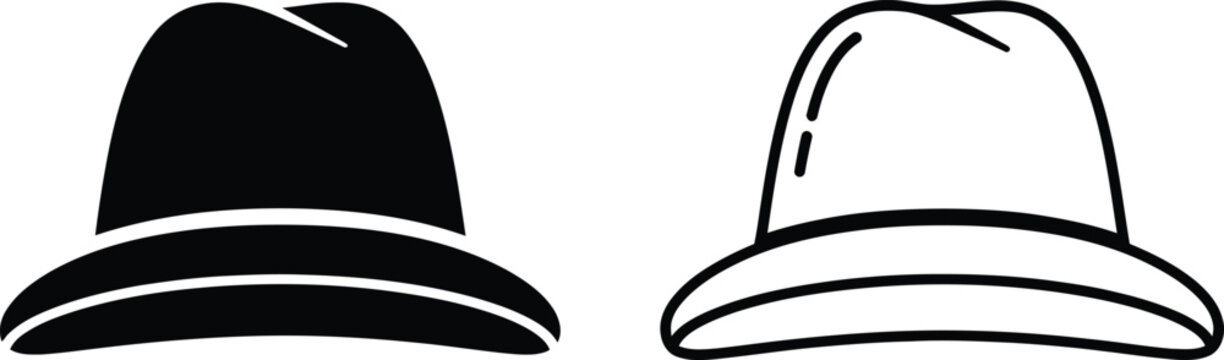 Black and white hats with white outline Vector