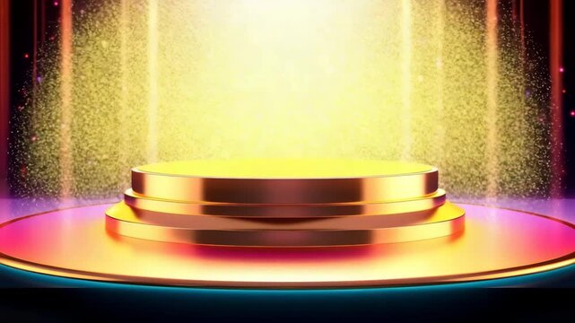 Golden Award Stage with Bright Spotlight