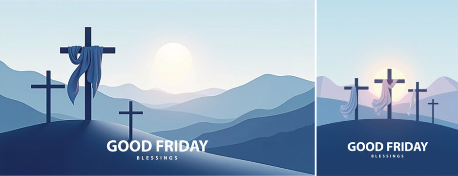 Elegant Good friday with cross background, Good friday holy week background for banner and social meida template