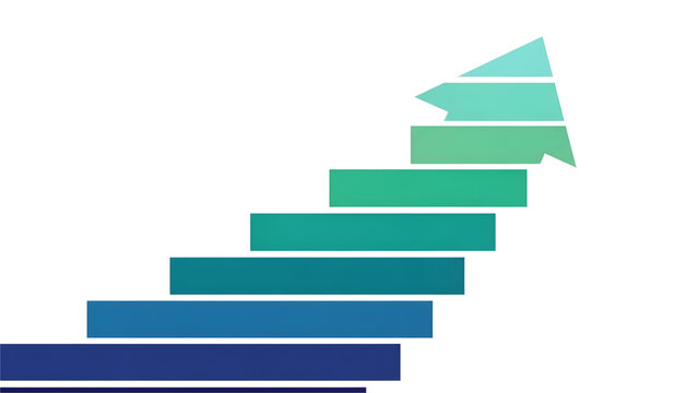 Abstract Growth Arrow SVG Vector with Colorful Bar Chart Stairs for Business Progress and Success Concepts