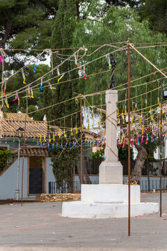 mascleta prepared in the plaza of the church of El Salvador on Saint Joseph's Day Godella Valencia Spain