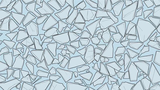 Abstract background pattern consisting of many irregular and sharp-edged geometric fragments in a soft light blue color palette.