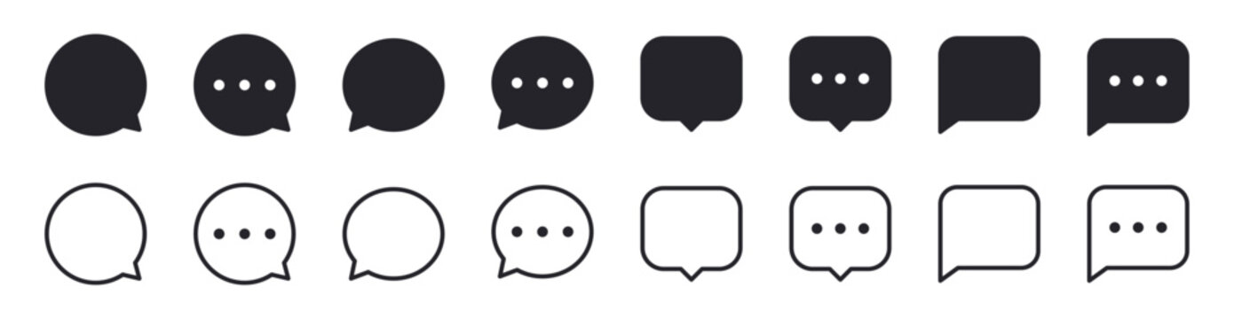 Chat icon set. Speech bubble sign. Blank empty bubbles. Vector illustration