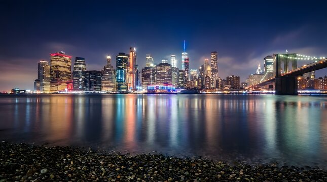 New York City Financial District Lights from Pebble Beach