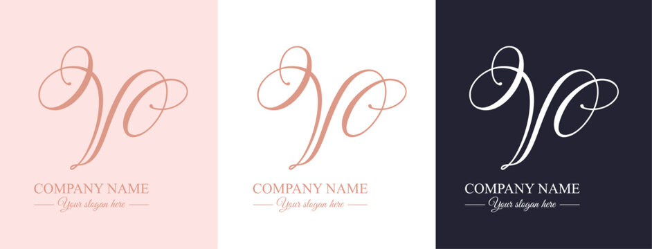 Elegant V letter logo monogram in luxury style with flowing calligraphy lines, premium branding template for boutique, beauty salon and wedding business 