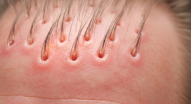 close up of a head scalp