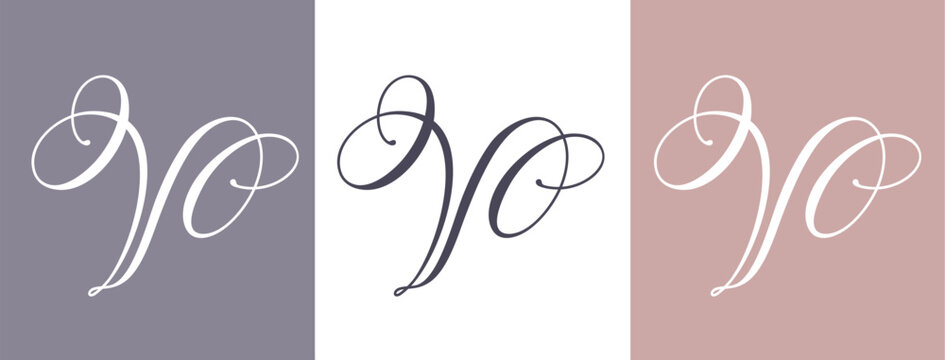 Elegant V letter logo monogram in luxury style with flowing calligraphy lines, premium branding template for boutique, beauty salon and wedding business 