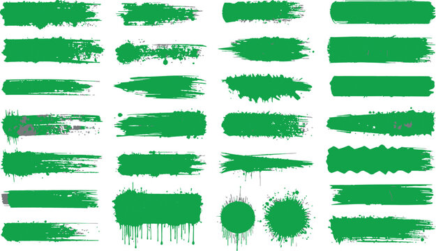 Green Brush Strokes Collection: A dynamic collection of vibrant green brush strokes, offering a diverse array of shapes and textures.