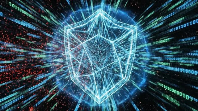 Cybersecurity digital shield technology.