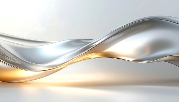 Flowing gold and silver silk or metallic waves abstract background