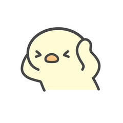 頭を抱えて悩むひよこの手書きイラスト　ストレス・焦り・困惑 © Nitomaru