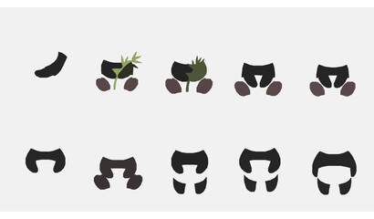 Obraz premium Cute panda characters vector set children style flat illustration with bamboo