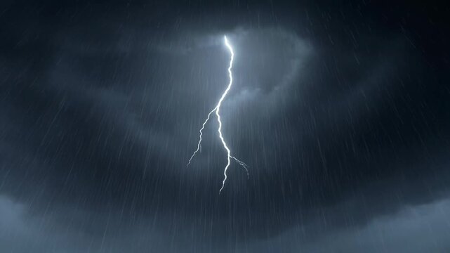 Electrifying Sky: A dramatic capture of a powerful lightning strike, illuminating the ominous storm clouds with its brilliant flash, and the sheer power of the elements.
