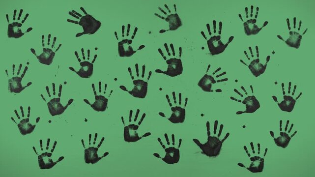 Horror Handprints Multiplying on Green Screen Loop Video Background
