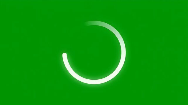 Bright white incomplete circle with a faint glow against a vibrant green backdrop