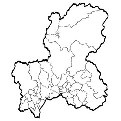 Fototapeta premium 岐阜県地図 筆タッチ 市町村区分 和風 中部地方 日本 / A brushstroke map of Gifu prefecture 2