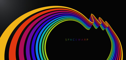 Abstract rainbow lines in 3D perspective, vector background with colorful stripes, children preschool education theme, positive and bright design.