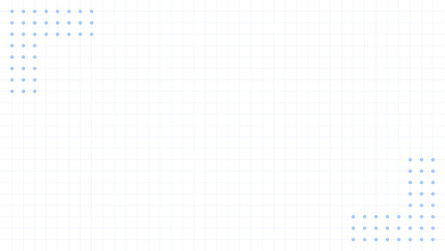 テクノロジーやビジネスに使えるデジタルグリッドの背景イラスト 16:9。シンプルなグリッド背景 水色のドット装飾付き ビジネス資料やバナーに最適（1920&times;1080）。UI向けグリッド背景。