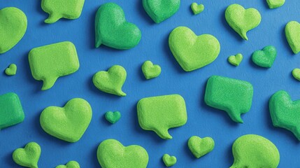 Obraz premium green background volunteer social engagement on a blue background