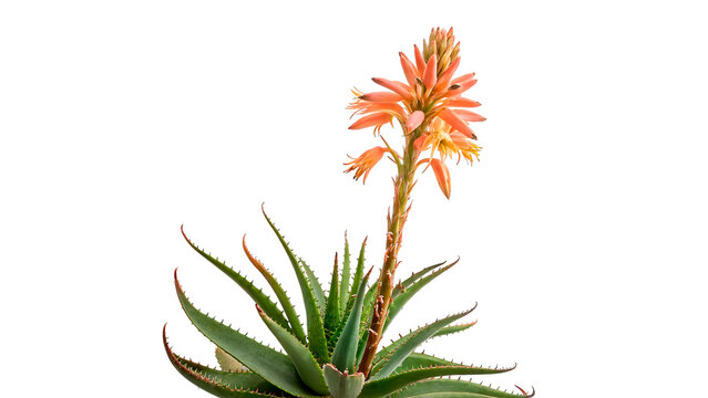 agave plant with peach colored flower  PNG isolated on transparent background