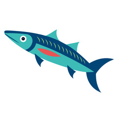 Obraz premium Vector illustration of a blue fish with red fins