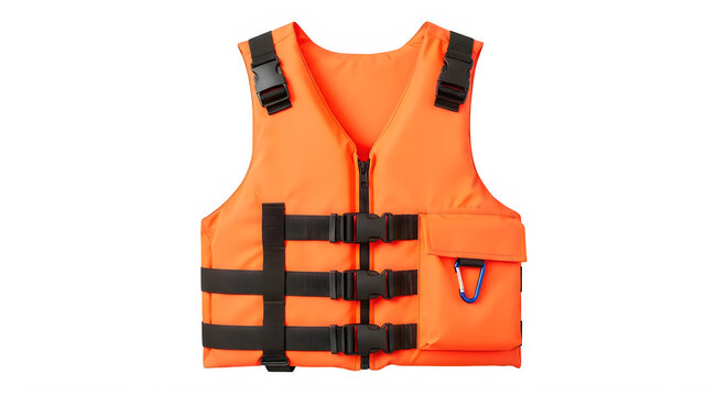 Orange life jacket vest isolated on transparent background