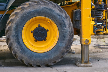 Hydraulic stops of bulldozer,crane,loader on construction © Igor