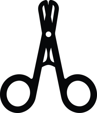 a hemostat clamp with ratchet lock the entire image silhouette vector illustration on transparent background