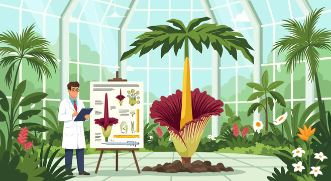 Scientist Explains Giant Corpse Flower Blooming in Greenhouse.