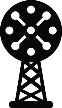 a doppler radar dome radome on tower the entire image silhouette vector illustration on transparent background
