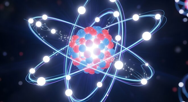 An illustration of an atom with electrons orbiting the nucleus.