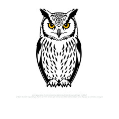 Obraz premium Illustration of a fierce owl with yellow eyes and feathers