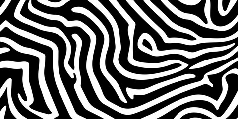 Seamless black and white zebra skin pattern featuring wild animal fur texture and striped safari nature design for wildlife wallpaper fabric © Md