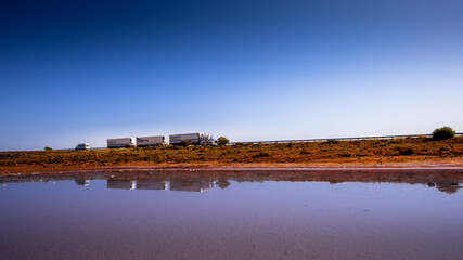 Naklejka premium Road transport across Australia using road trains