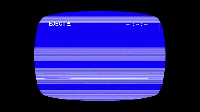 BLUE SCREEN eject old tv frame vhs static 4k.