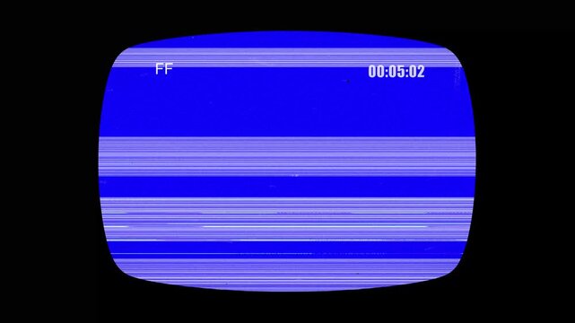 Fast forward FF blue screen  old tv frame  vhs static 4k