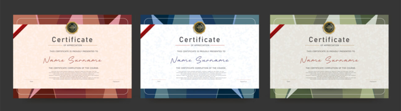 Elegant certificate diploma template with texture luxury layout suitable for award appreciation completion or achievement in education or corporate use