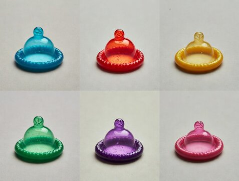 collage of photos with different types of condoms AI generated