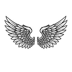 Fototapeta premium Winged Design – Elegant Angel Wings Line Art Illustration