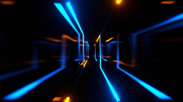 Blue and Orange Neon Rectangular Shapes Rotated Background VJ Loop in 4K